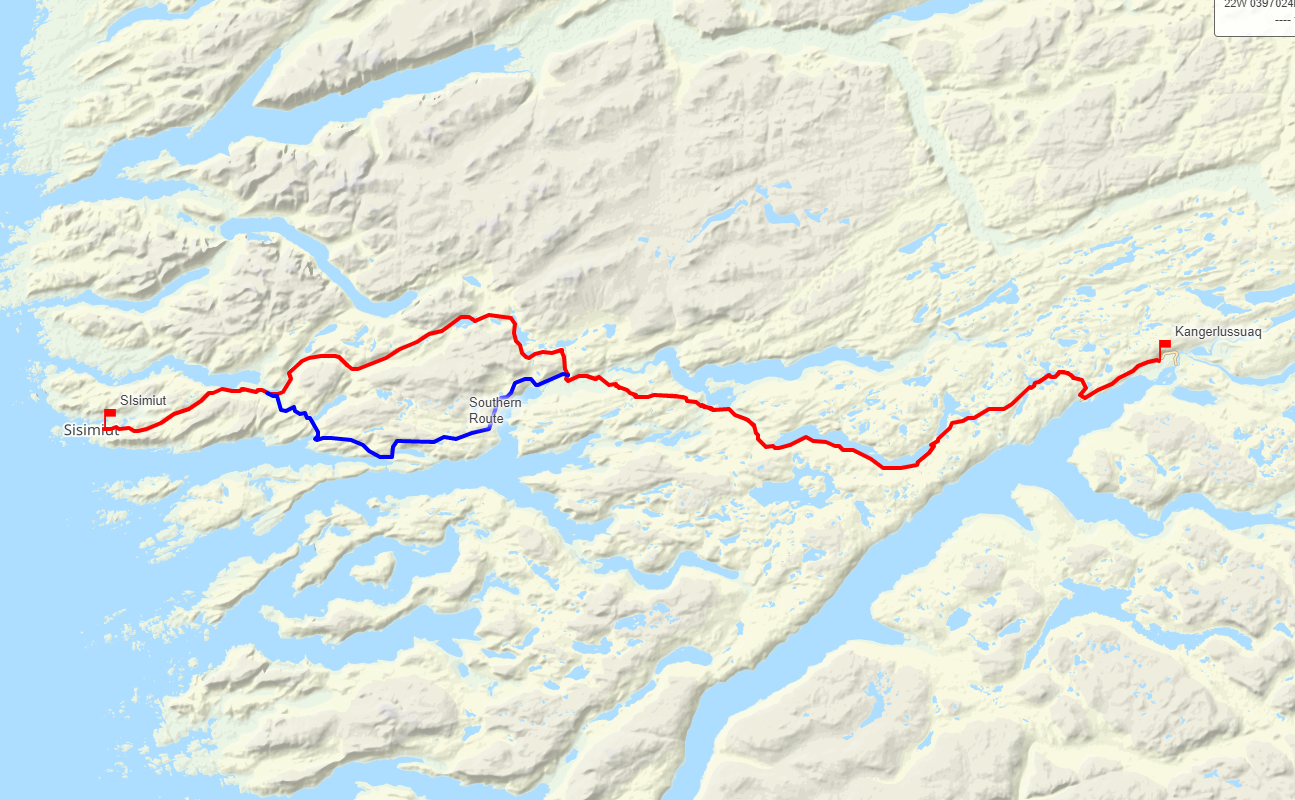 GPS track for both the original and southern Arctic Circle Trail routes