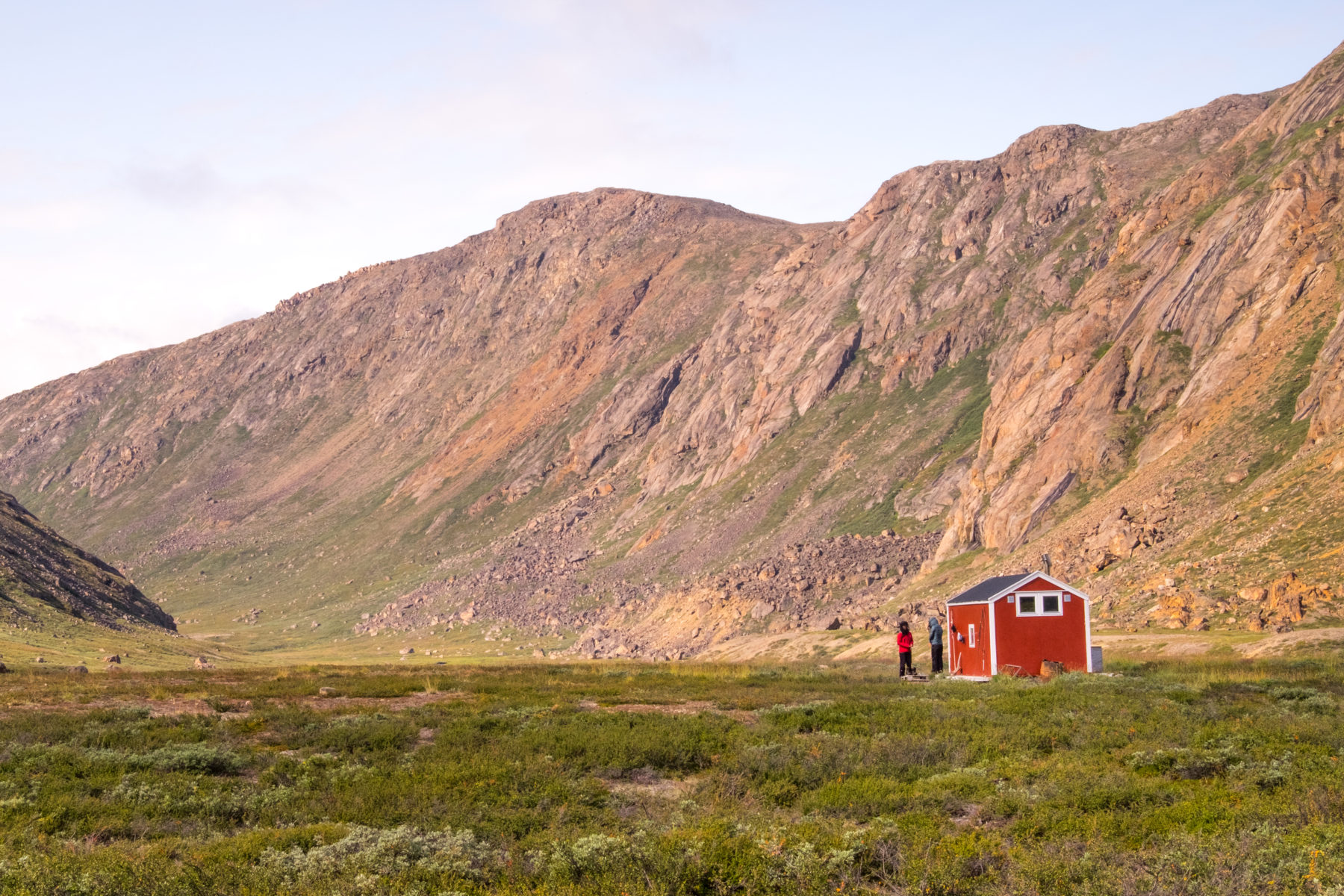 Approaching Nerumaq hut on the Arctic Circle Trail