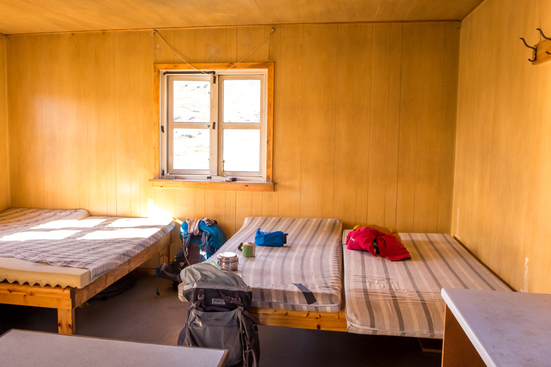 Inside sleeping area Eqalugaarniarfik hut on the Arctic Circle Trail