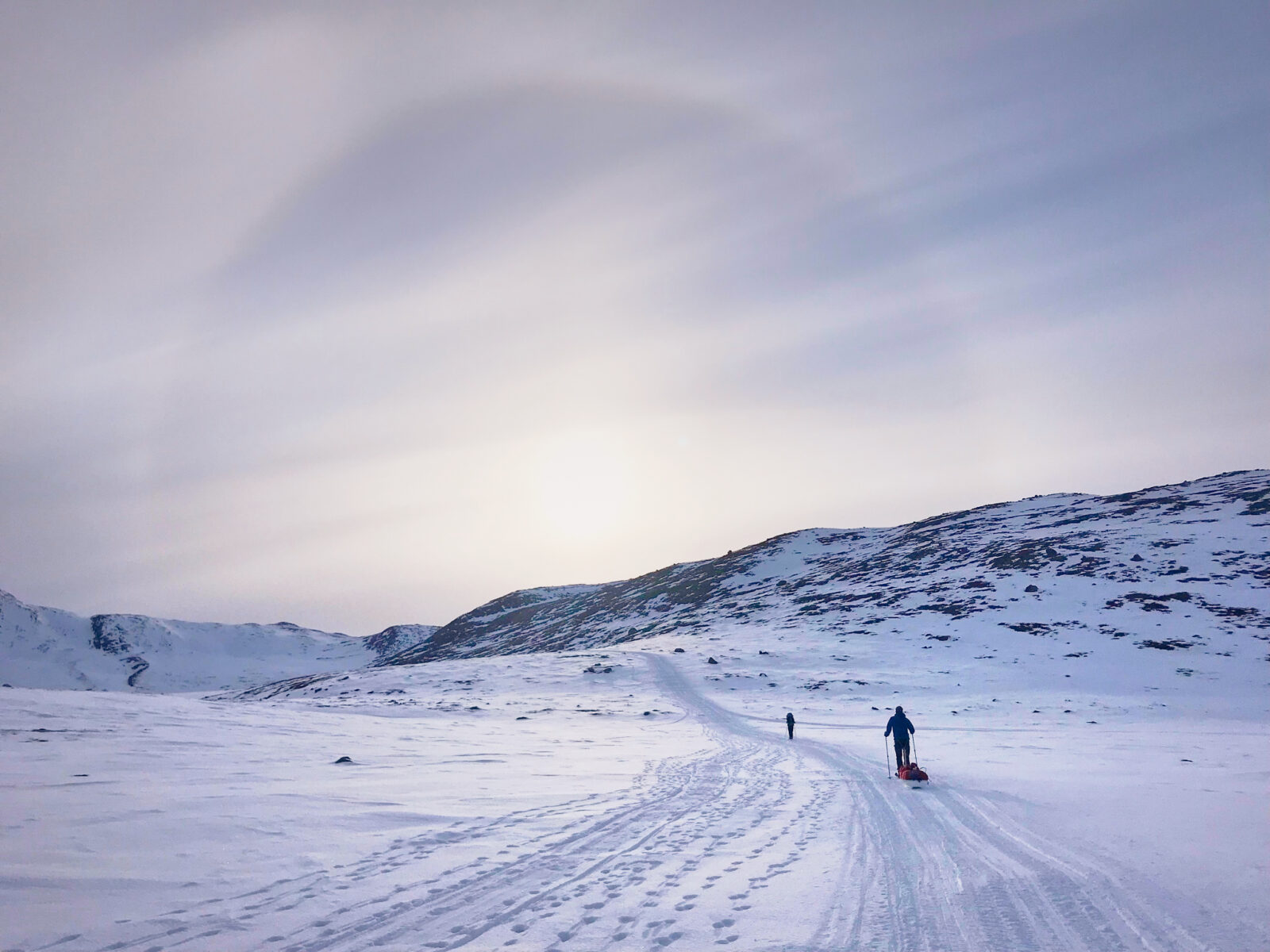 Skiing the Arctic Circle Trail during winter