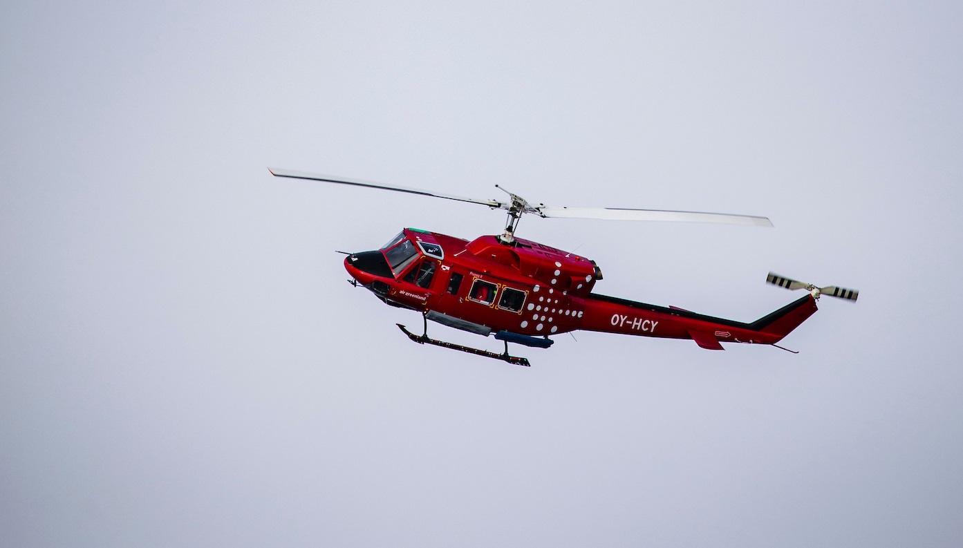 Air Greenland helicopter flying