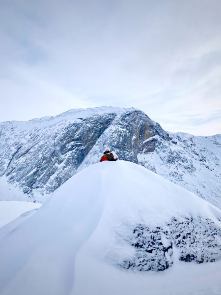 Arctic Circle Trail cairn - mostly buried by winter snow